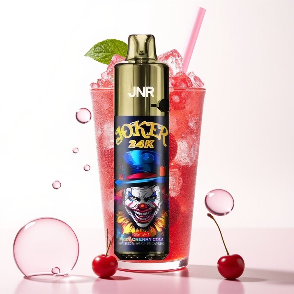JNR Joker 24K Puffs Recarregável Vape Refrigerante Cereja-Cola 2+10ml 800mAh Tipo-C 2% Nicotina
