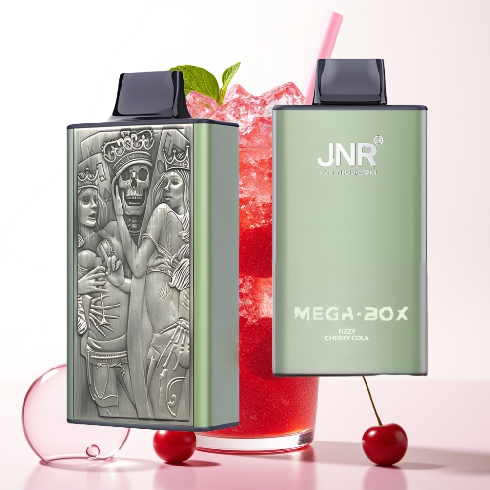 JNR Mega Box 25000 Puffs Recarregável Type-C Sabor Cereja-Cola Fizzy 30ml 850mAh