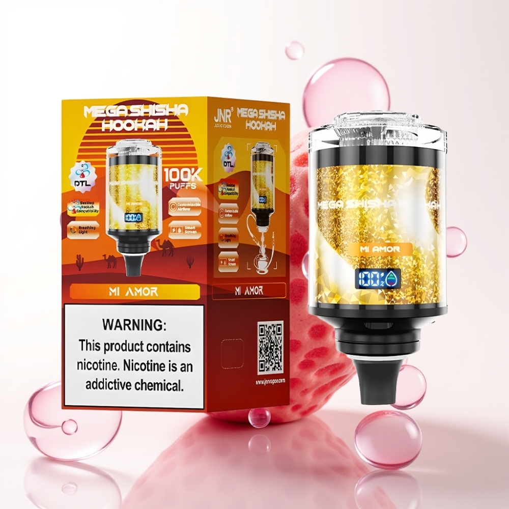 JNR Mega Shisha Hookah 100K Compatibilidade Desktop 60ml Tela Inteligiva Mi Amor