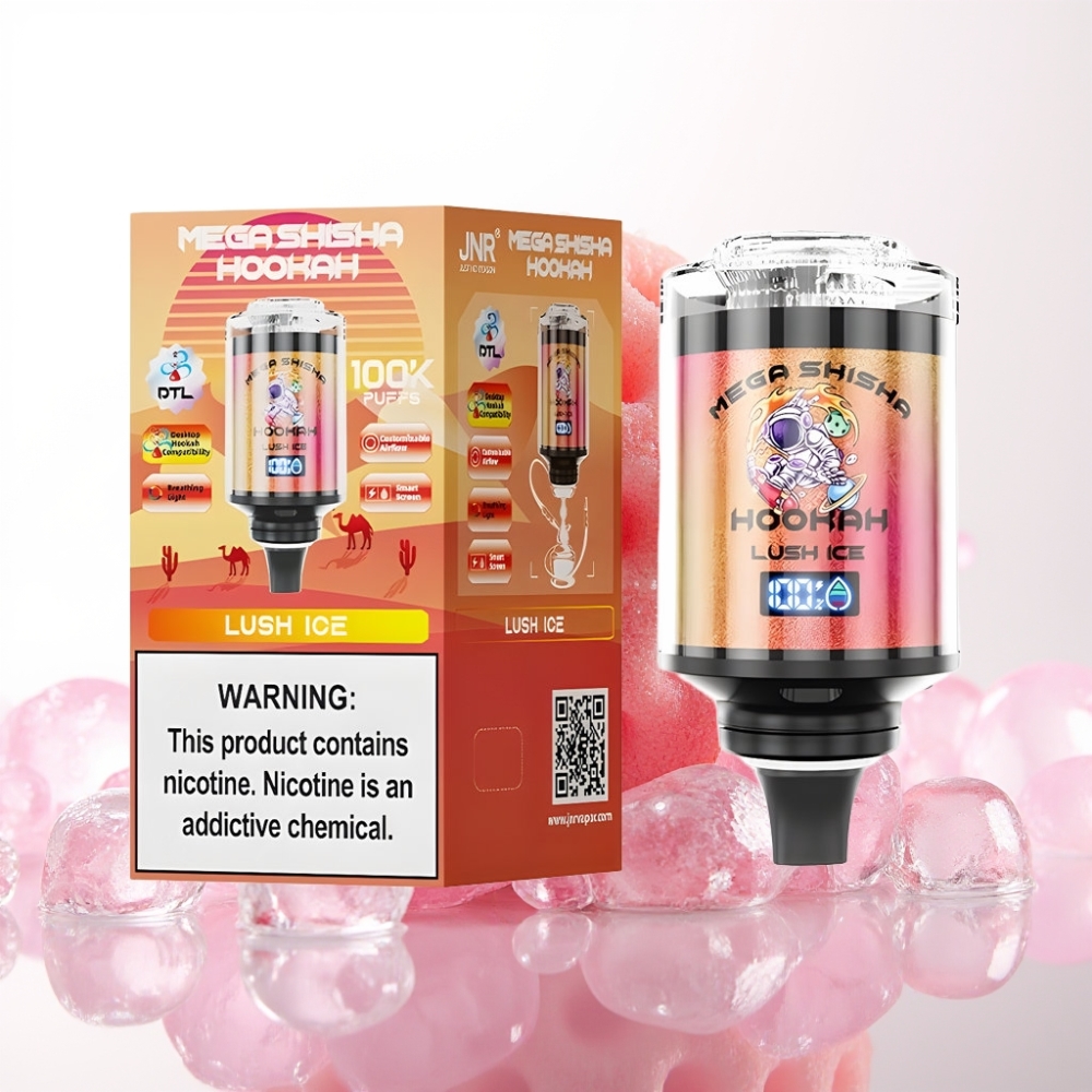 JNR Mega Shisha Hookah 100K Desktop Compatibilidade Gelo Refrescante 60ml 2200mAh Tela Intelig