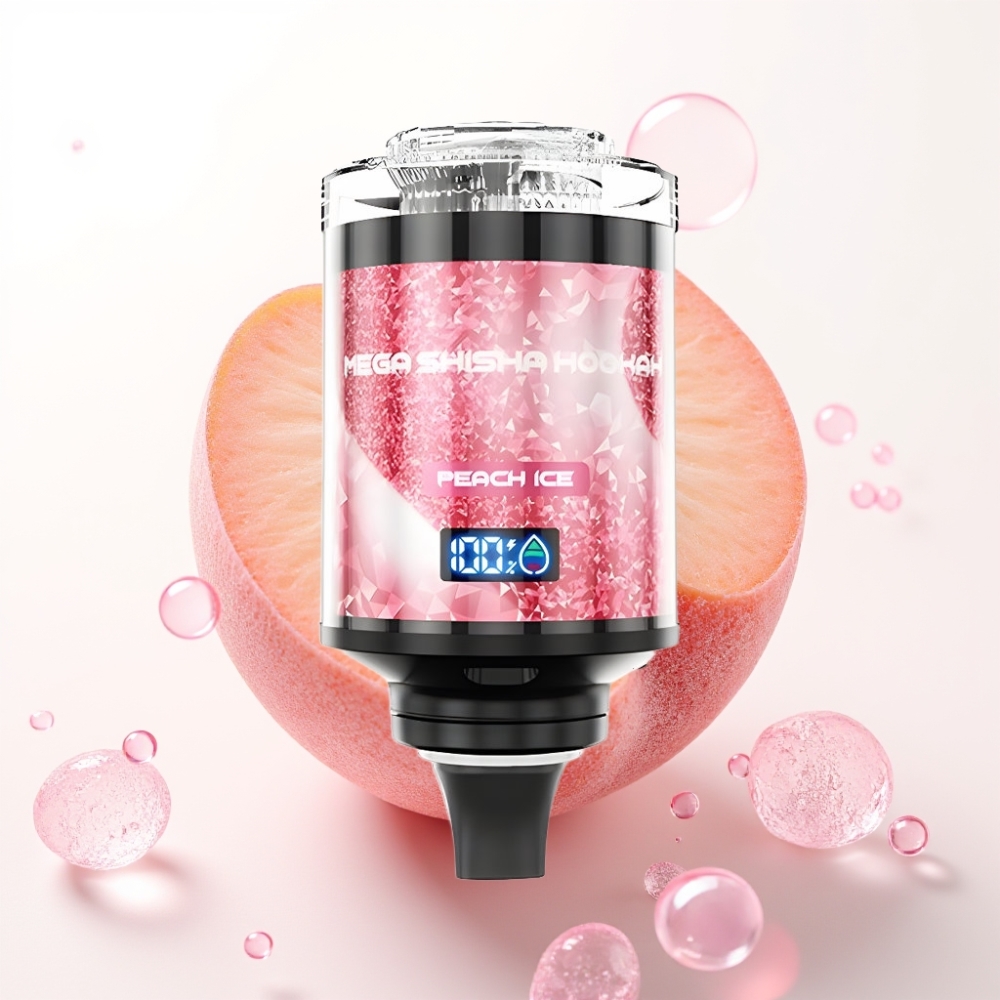 JNR Mega Shisha Hookah 100K Puffs Compatível com Desktop Pêssego Gelo 60ml 2200mAh