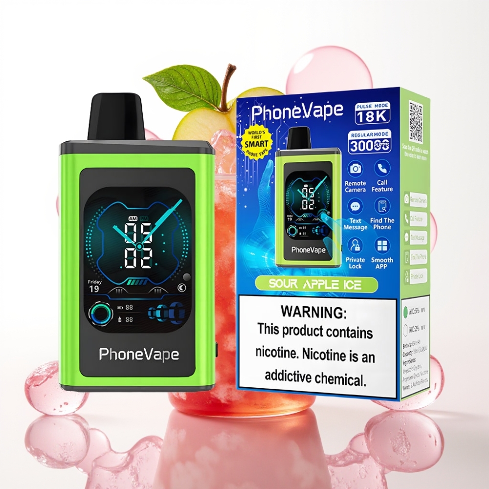 JNR PhoneVape 30000 puffs Recarregável Bateria 850mAh Tipo-C Maçã Verde Gelada Disposable Vape
