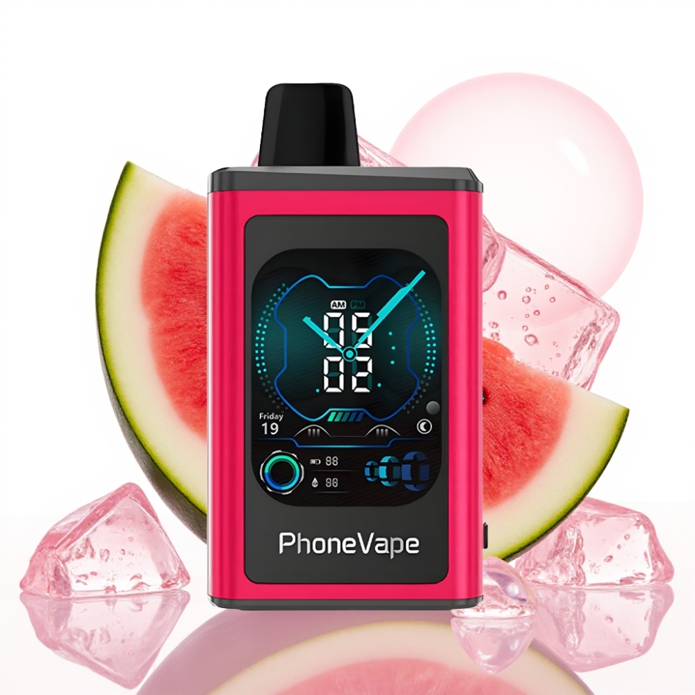 JNR PhoneVape 30000 puffs Recarregável Bateria 850mAh Tipo-C, Melancia Ice, Modo Turbo, Tela Completa