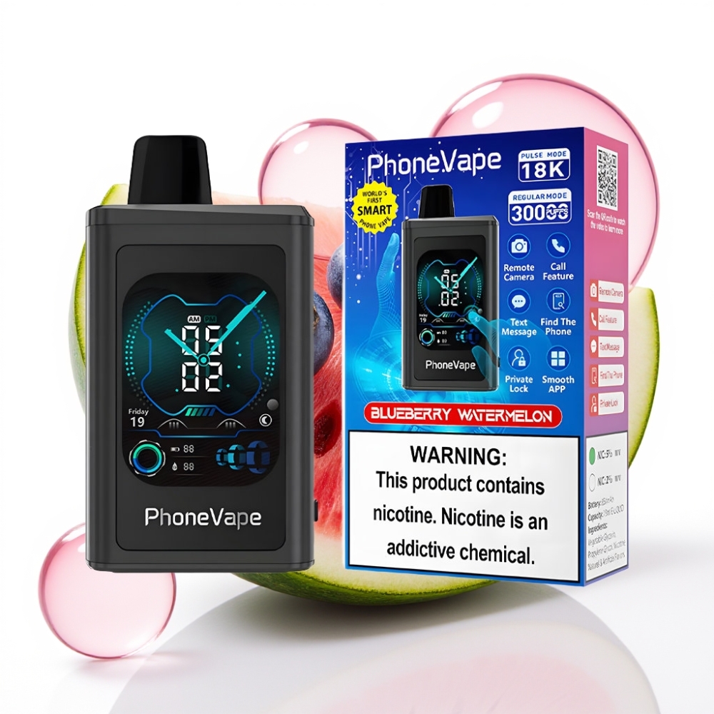 JNR PhoneVape 30000 puffs Recarregável Turbo Tela Completa Mirtilo Melancia