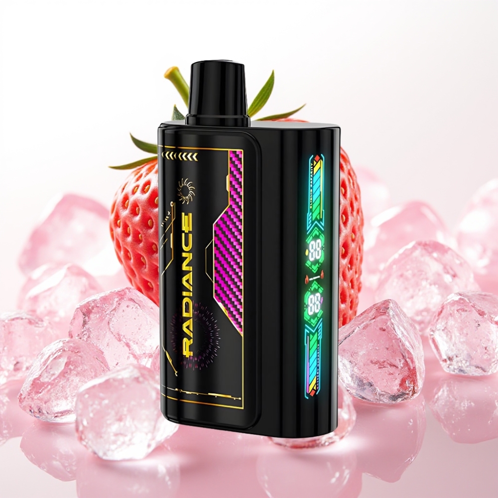 JNR Radiance 31000 Puffs Recarregável Vape Gelo de Morango com Tela Animada e Bateria 950mAh