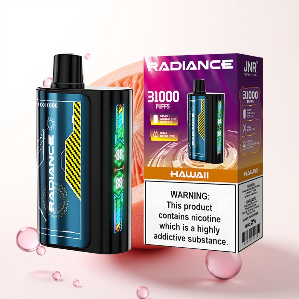 JNR Radiance 31000 Puffs Recarregável Vape Havaí com Tela Animação e Dual Mesh