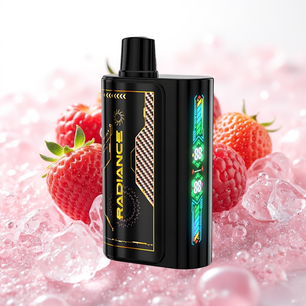 JNR Radiance 31000 Puffs Vape Recarregável com Tela Animada e Sabor Morango Framboesa Cereja Gelo