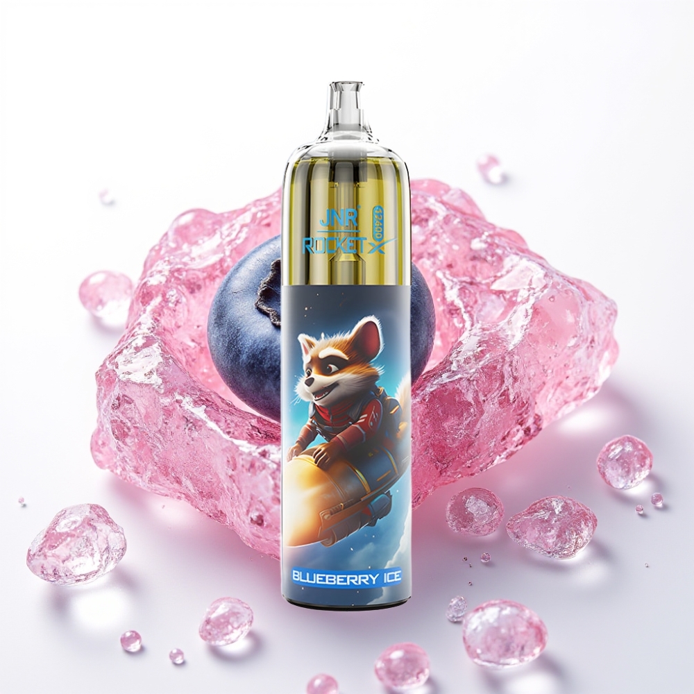 JNR Rocket-X 12400 Puffs Vape Descartável Mirtilo Gelo com Fluxo de Ar Ajustável, RGB e 25ml