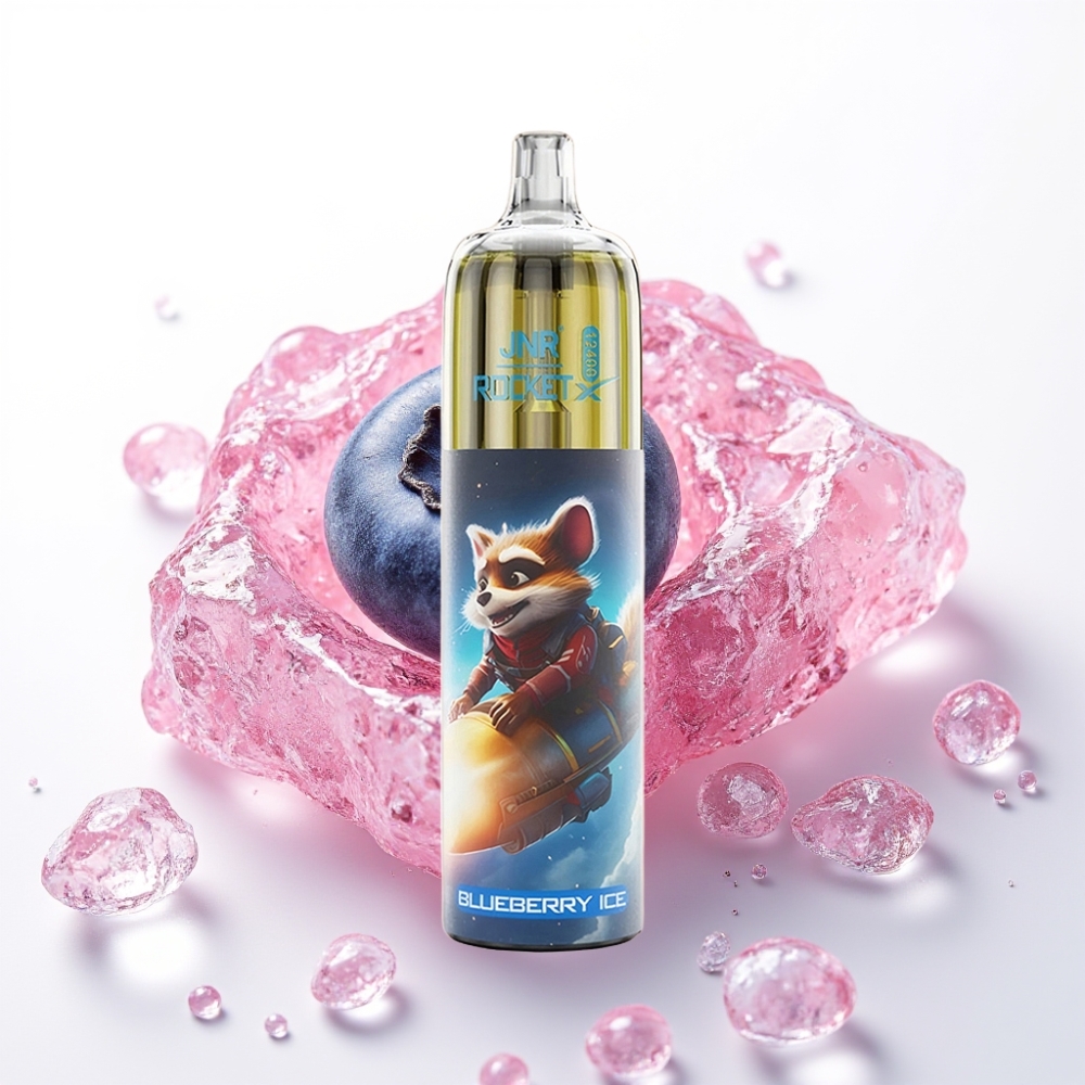 JNR Rocket-X 12400 Puffs Vape Descartável Mirtilo Gelo com Fluxo de Ar Ajustável, RGB e 25ml