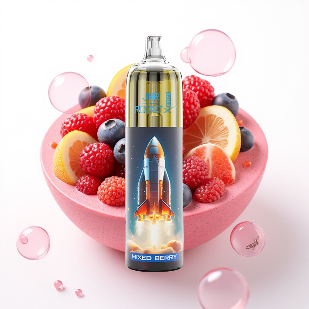 JNR Rocket-X 12400 Puffs Vape Descartável com Mistura de Frutas Vermelhas, Fluxo de Ar Ajustável, RGB, 850mAh