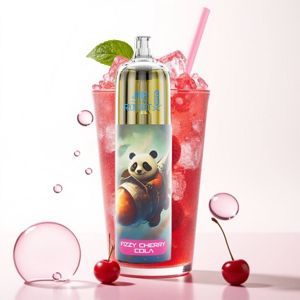 JNR Rocket-X 12400 Puffs Vaporizador Descartável com Ajuste de Fluxo de Ar, RGB, Sabor Cereja-Cola Fizz