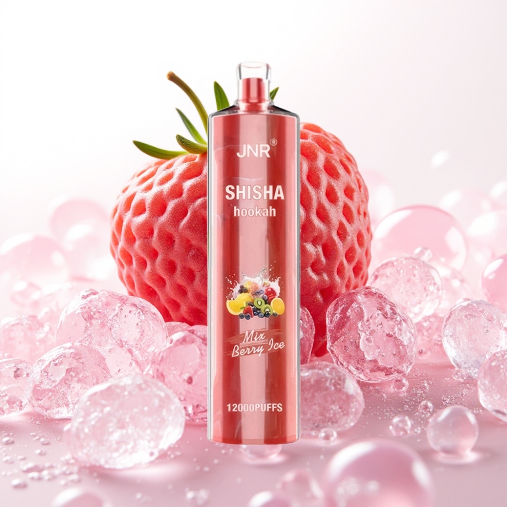 JNR Shisha Hookah 12000 Puffs 24ml 750mAh Tipo-C Sabor Frutas Vermelhas Gelo