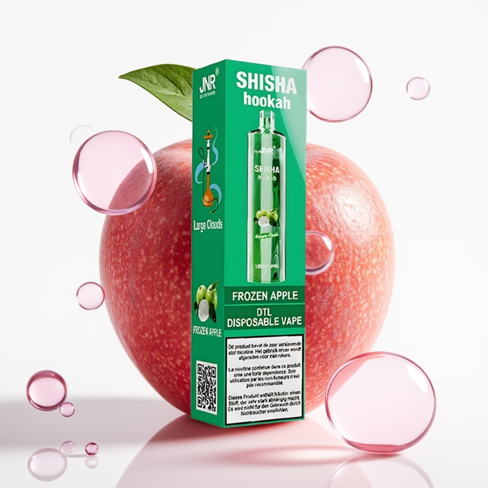 JNR Shisha Hookah 12000 Puffs Maçã Congelada 24ml 750mAh Tipo-C 0.6 Ohm