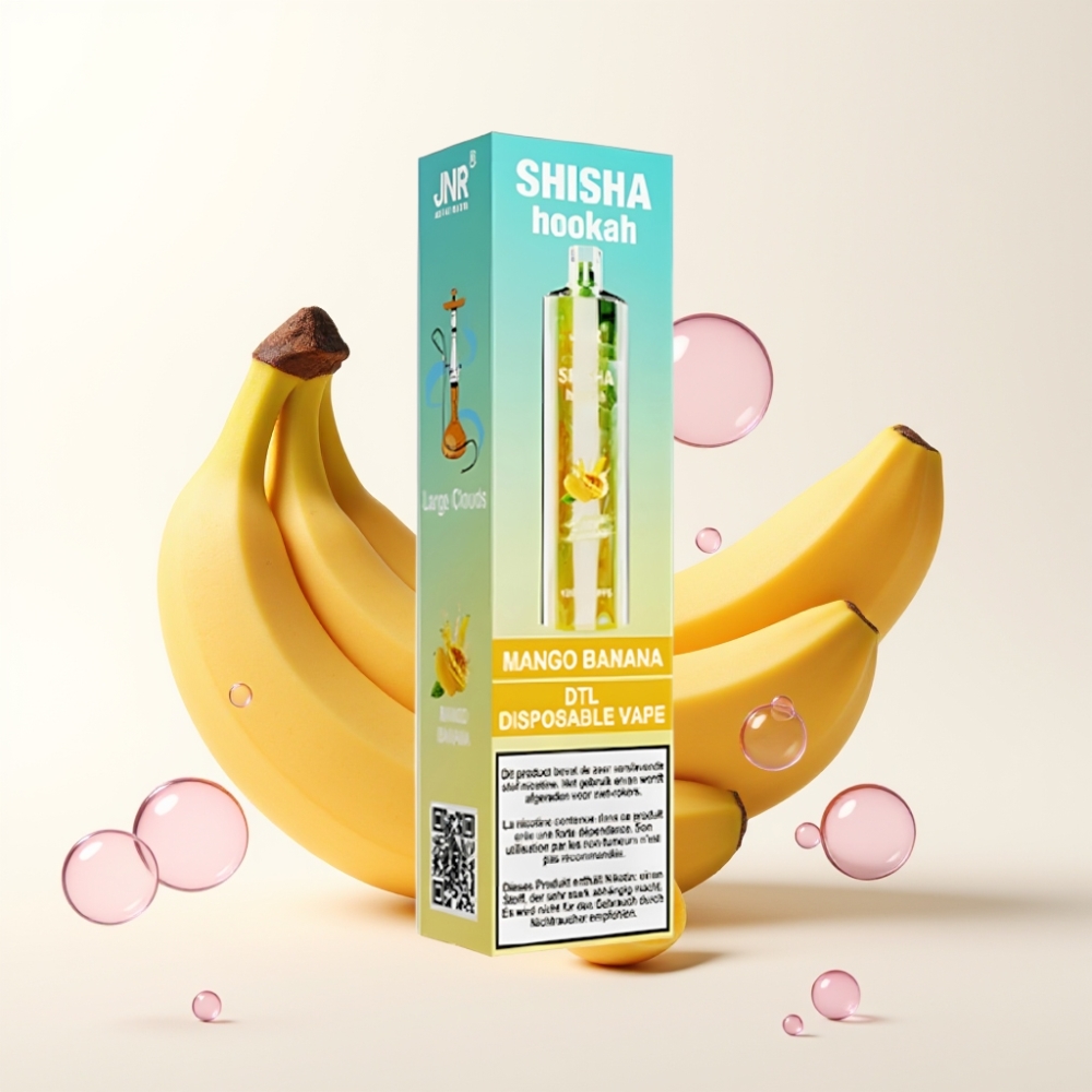 JNR Shisha Hookah 12000 Puffs Vape Descartável Manga Banana 750mAh Tipo-C