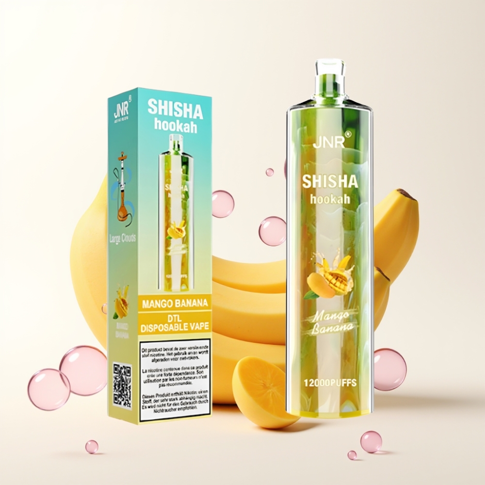 JNR Shisha Hookah 12000 Puffs Vape Descartável Manga Banana 750mAh Tipo-C