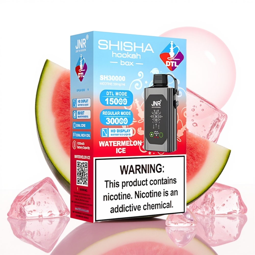 JNR Shisha Hookah Box 20500 Puffs Display HD Bateria 1000mAh Tipo-C Sabor Melancia Gelada