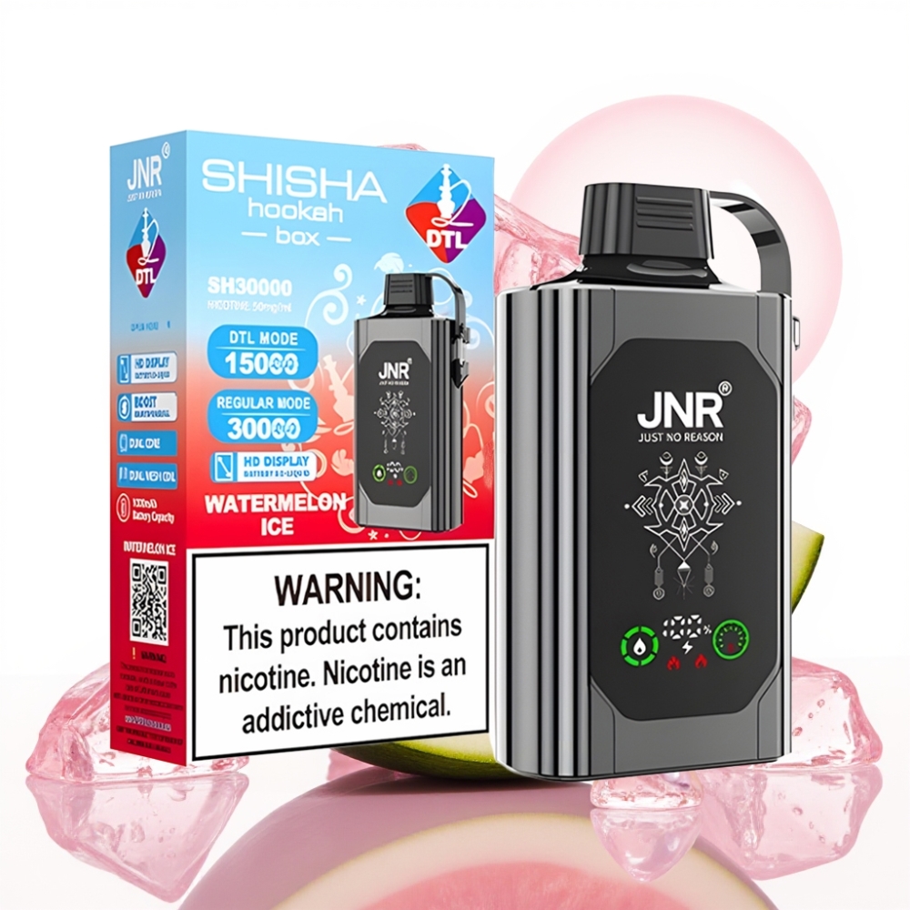 JNR Shisha Hookah Box 20500 Puffs Display HD Bateria 1000mAh Tipo-C Sabor Melancia Gelada