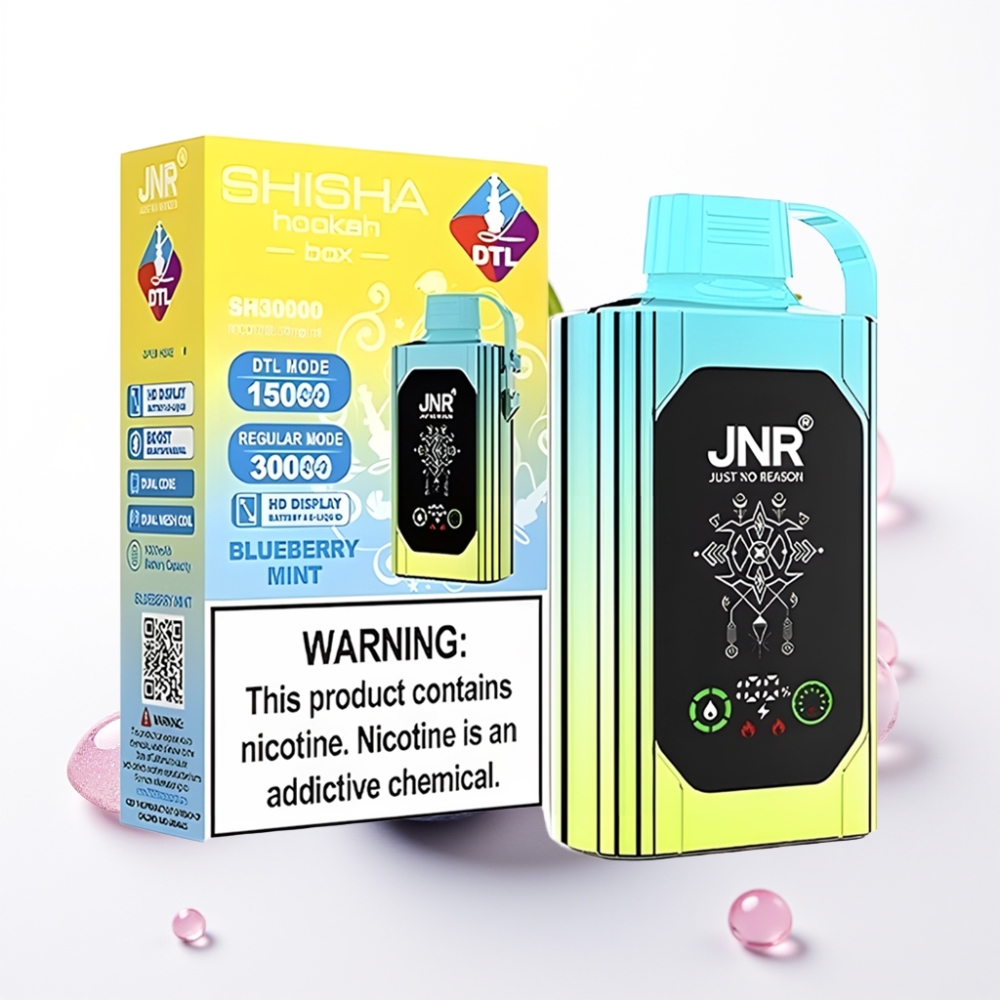 JNR Shisha Hookah Box 20500 Puffs HD Display 1000mAh 25ml Tipo-C Menta Mirtilo