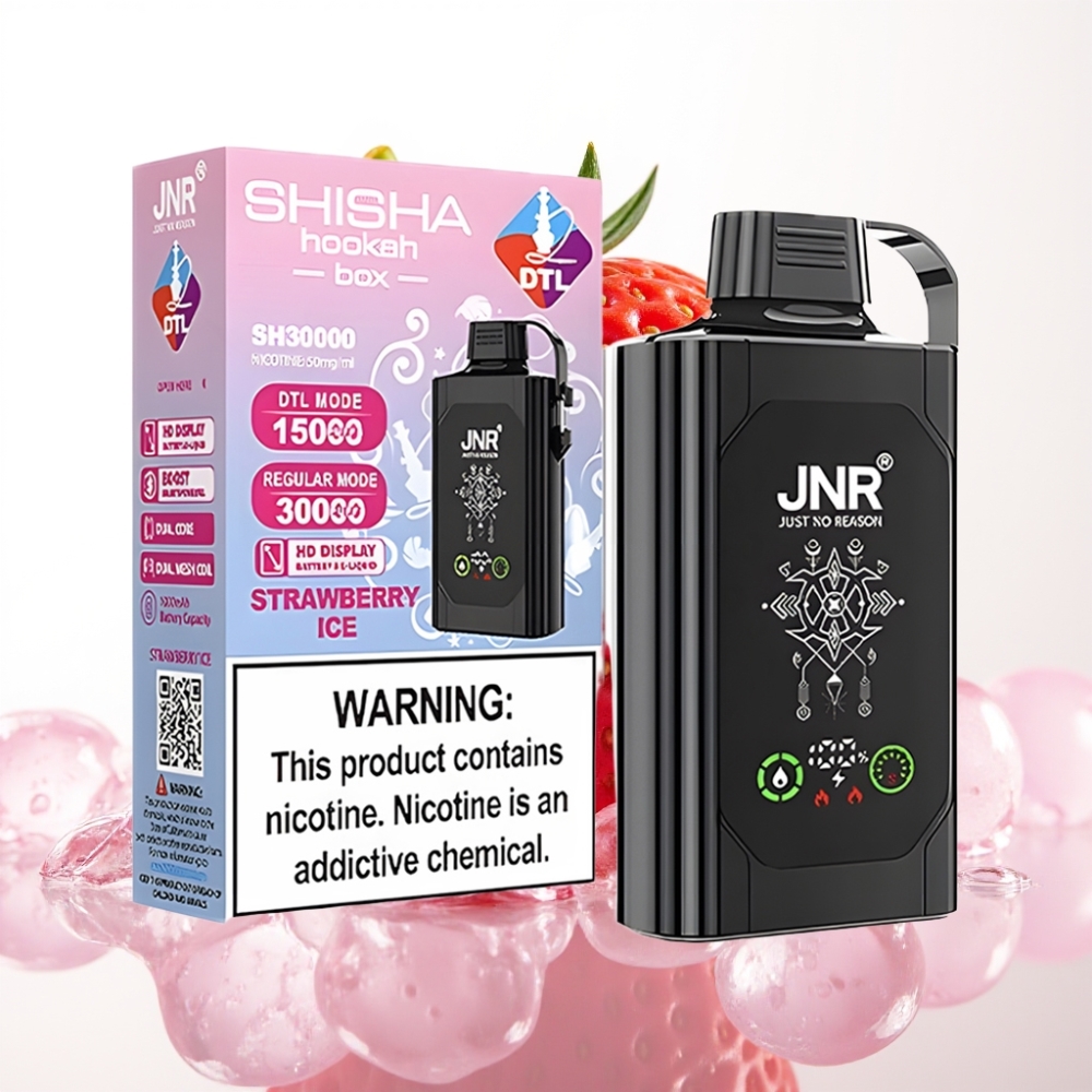 JNR Shisha Hookah Box 20500 Puffs HD Display 1000mAh 25ml Tipo-C Morango Gelo