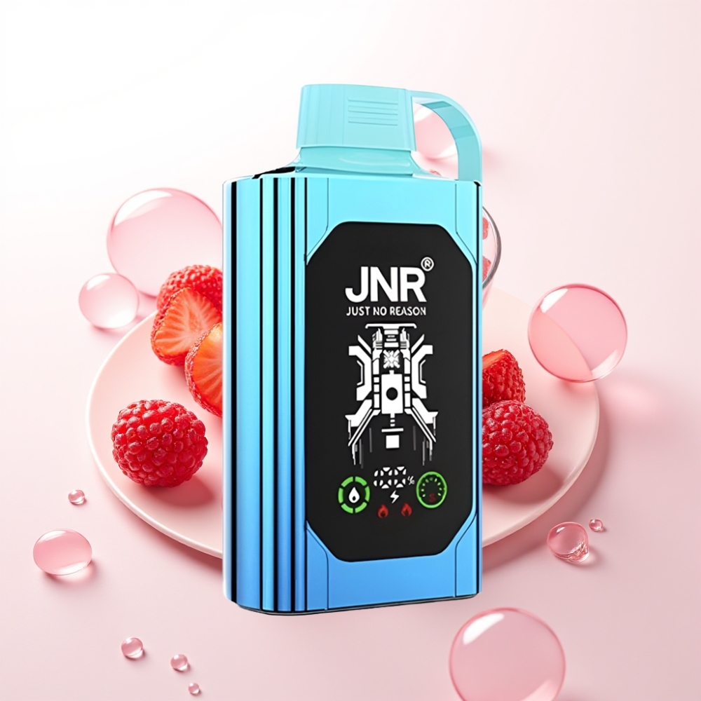 JNR Shisha Hookah Box 20500 Puffs - Tela HD, 1000mAh, 25ml, Dual Mesh Coil, Tipo-C, Morango Framboesa Doce