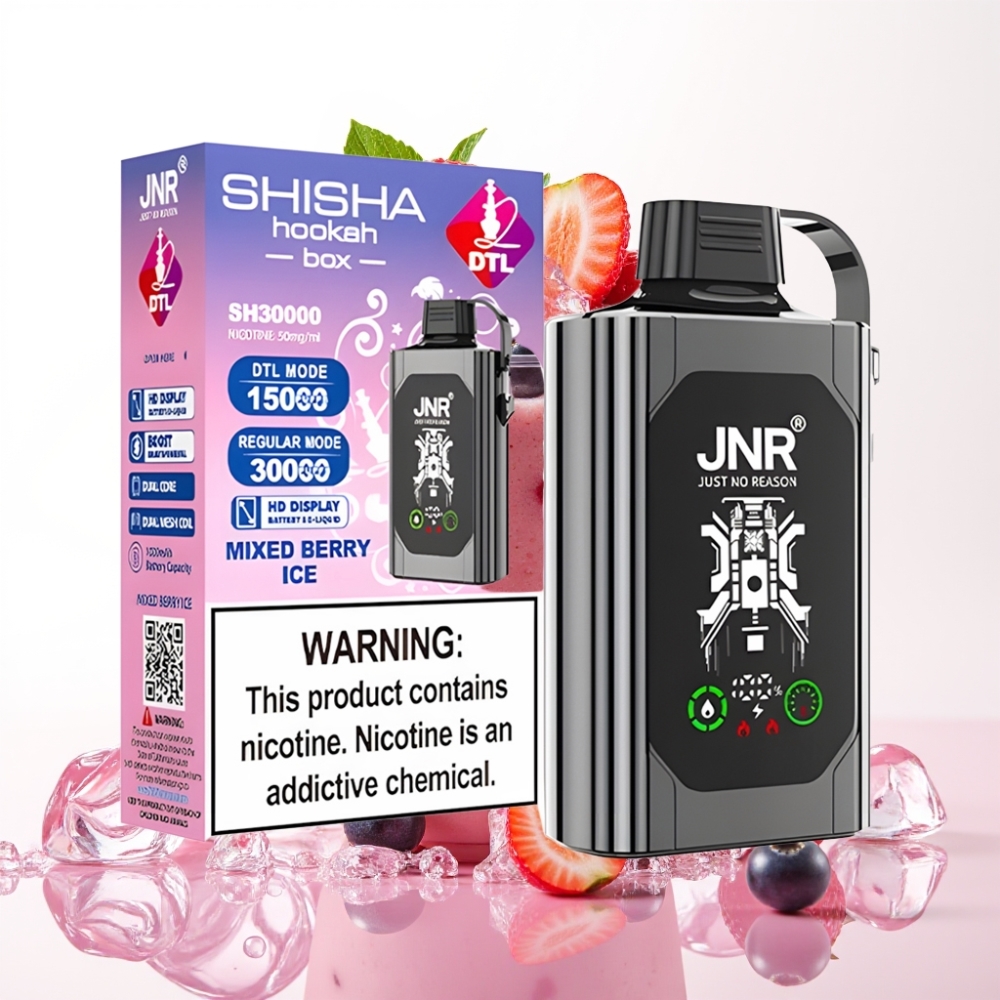 JNR Shisha Hookah Box 20500 Puffs Vape Bagas Silvestres Gelado Tela HD 1000mAh 25ml Dual Mesh Tipo-C