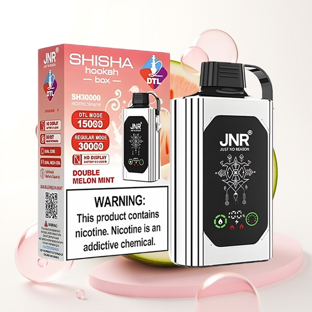 JNR Shisha Hookah Box 20500 Puffs Vape Duplo Melão Menta HD Display 1000mAh Tipo-C