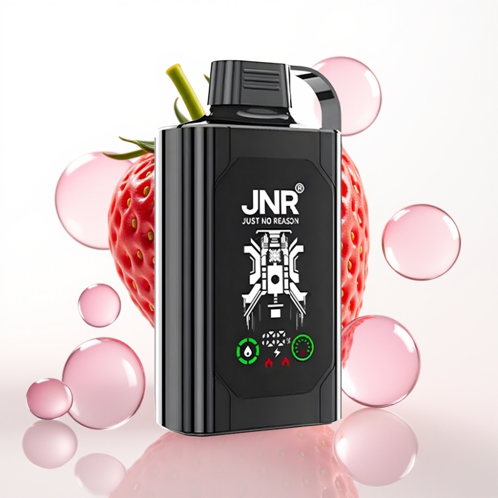 JNR Shisha Hookah Box 20500 Puffs Vape Morango Uva, Tela HD, 1000mAh, 25ml, Dual Mesh Coil, Carga Tipo-C, Nicotina 0%/2%/5%