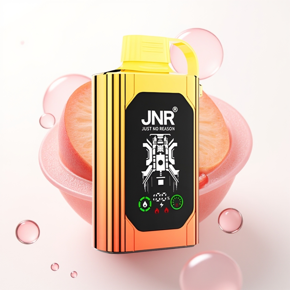 JNR Shisha Hookah Box 20500 Puffs com Tela HD, Bateria 1000mAh, 25ml, Sabor Pêssegos Suculentos
