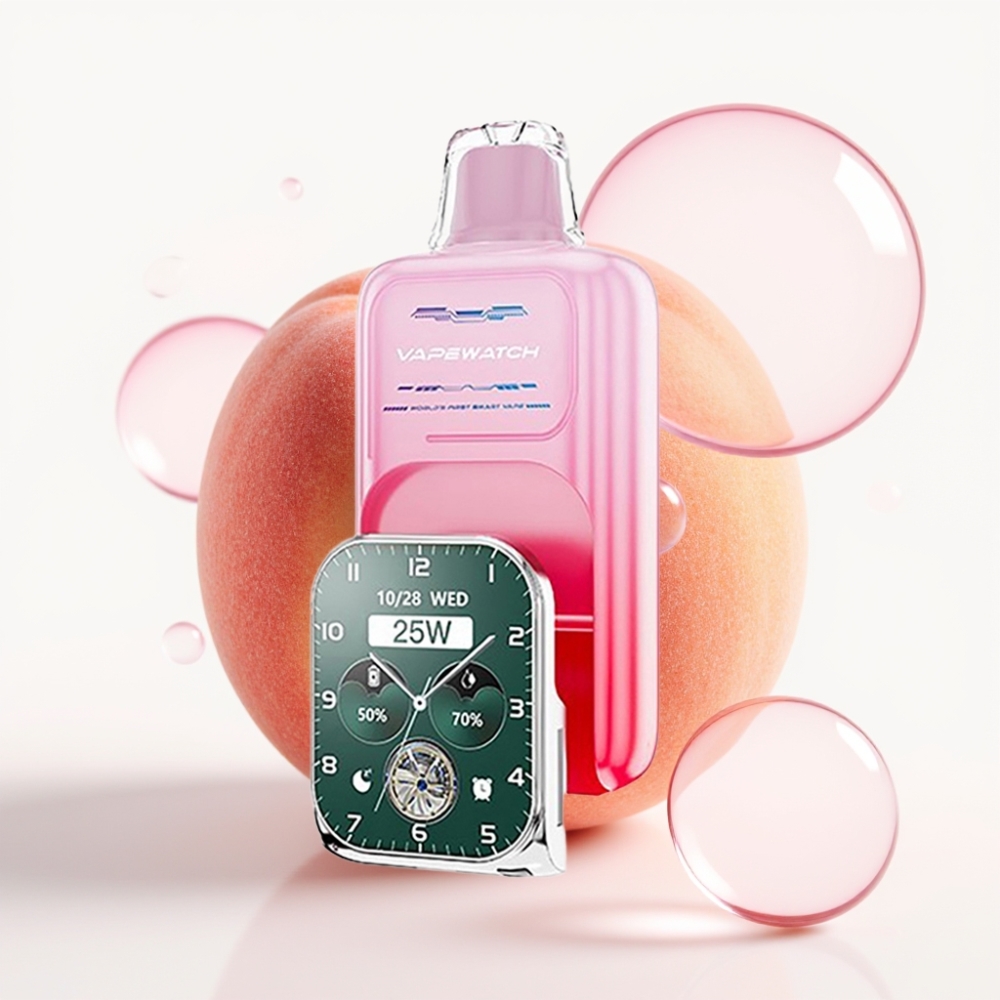 JNR VapeWatch 30000 Puffs Descartável - 19mL, 5% Nicotina, Pêssego da Geórgia, Carga Tipo-C
