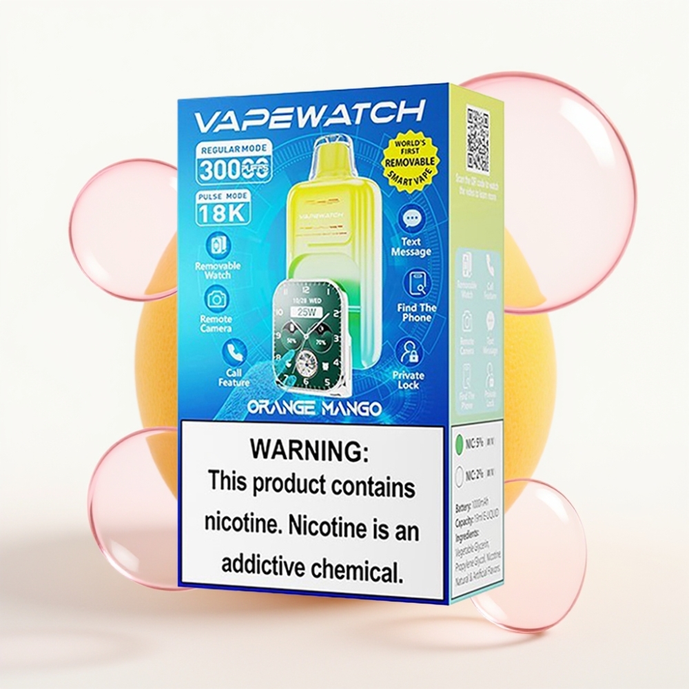 JNR VapeWatch 30000 Puffs Vape Descartável Laranja Manga 1000mAh Tipo-C 19mL 5%