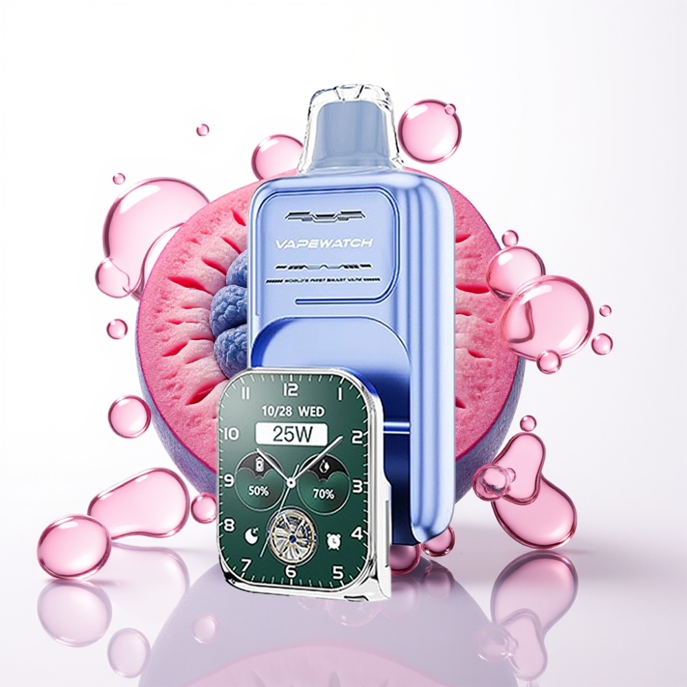 JNR VapeWatch 30000 Tragos Vape Descartável Blue Razz Ice, 1000mAh, 19mL, 5% Nicotina, Dual Mesh Coil, Tipo-C