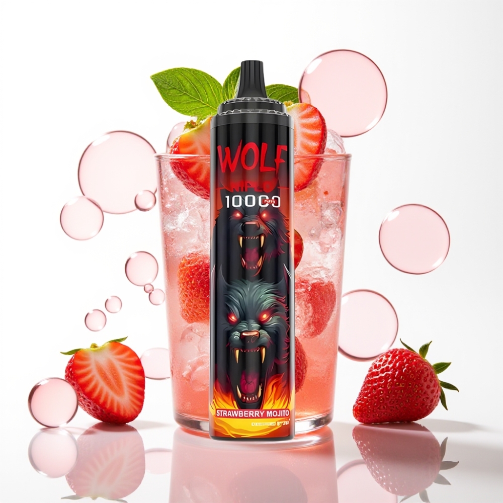 JNR Wolf Niplo 10000 Puffs 1.0 Ohm 650mAh 20ml 0%/2%/5% Type-C Mojito de Morango