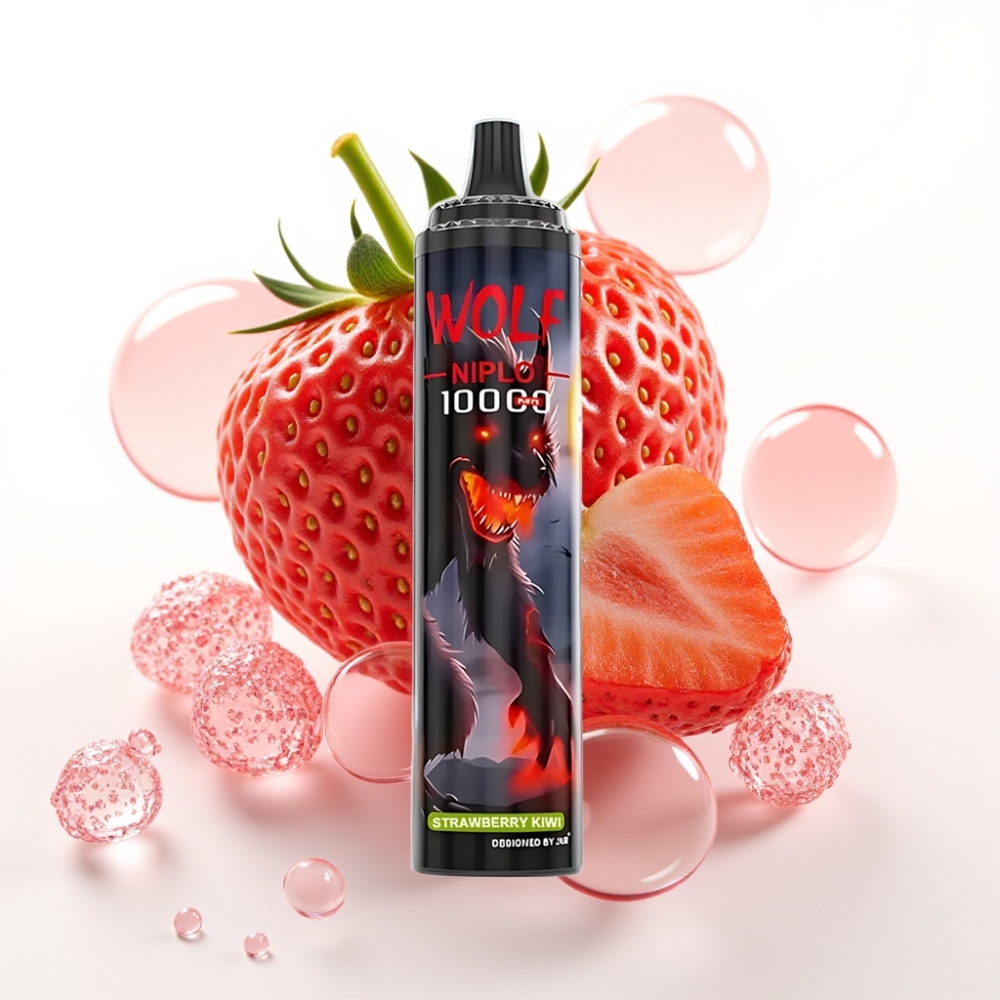 JNR Wolf Niplo 10000 Puffs 20ml Morango Kiwi 650mAh Type-C 0%/2%/5%