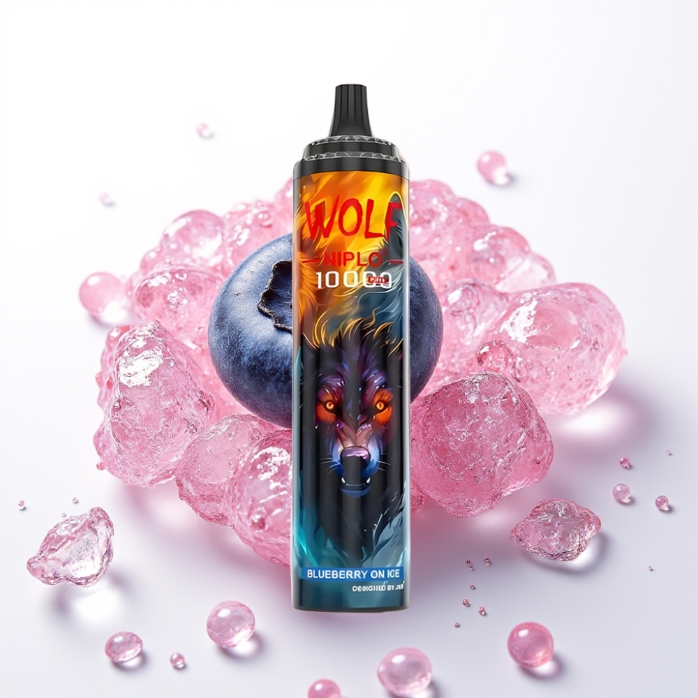 JNR Wolf Niplo 10000 Puffs Mirtilo Gelo Bobina Mesh 1.0 Ohm 650mAh 20ml Tipo-C