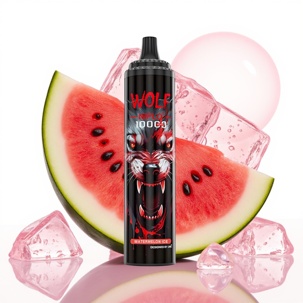 JNR Wolf Niplo 10000 Puffs Recarregável 20ml Melancia Gelada Mesh 1.0 Ohm