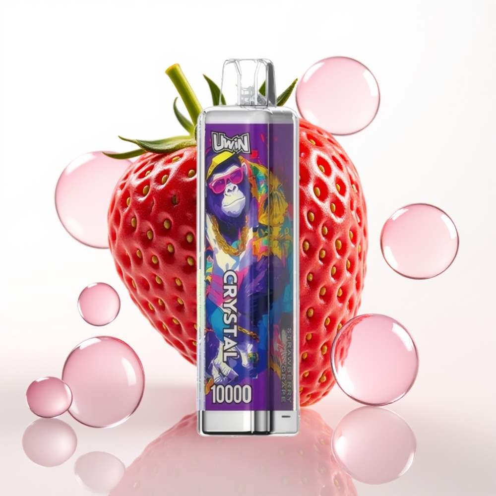 UWIN Crystal 10.000 Tragos Recarregável com Luz RGB e Sabor Morango Uva
