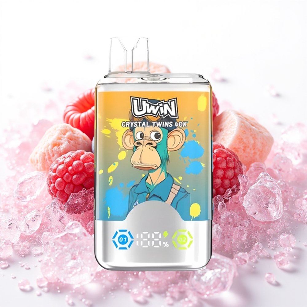 UWIN Crystal Twins 40000 Puffs Sabor Mirtilo Framboesa Cereja Gelo, 32ml, 850mAh, Tipo-C