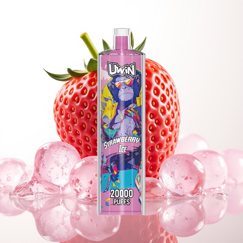 Uwin Shisha Hookah Crystal 20000 Puffs Morango Gelo 22ml 650mAh Type-C Mesh Coil