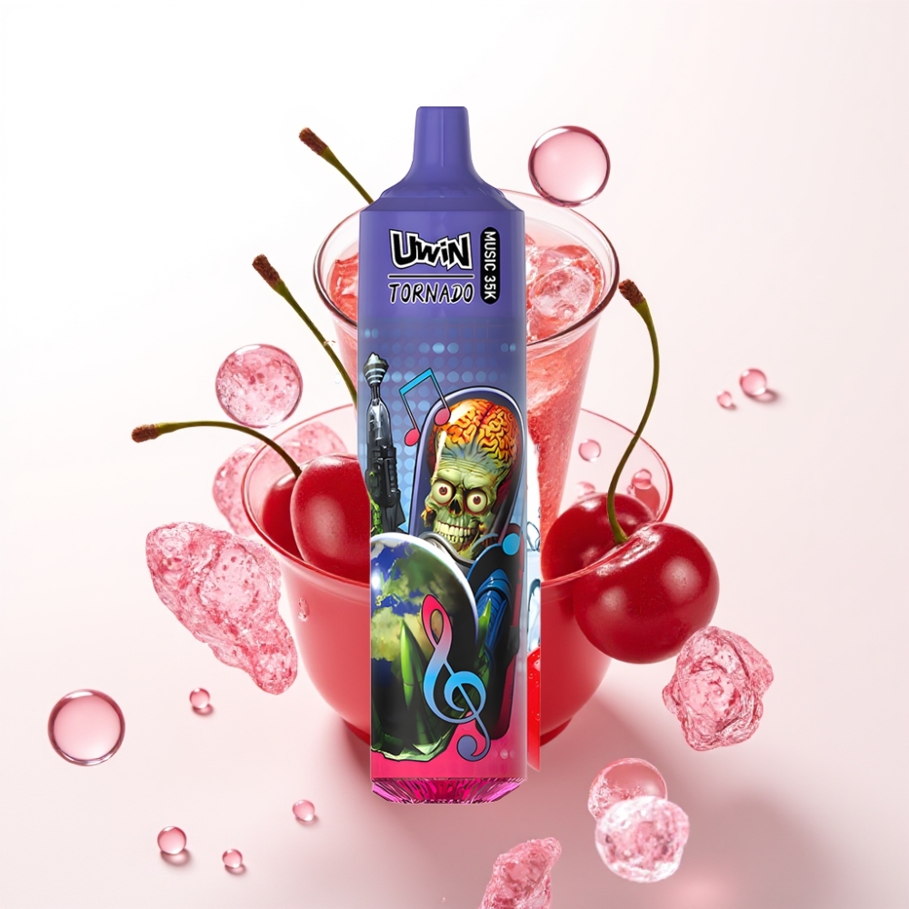 Uwin Tornado 35K Music Vape Descartável Cherry Cola 35.000 puffs Bateria 600mAh Tipo-C