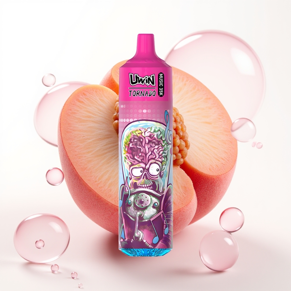 Uwin Tornado 35K Puffs Recarregável 600mAh Tipo-C Sabor Pêssego e Frutas Vermelhas