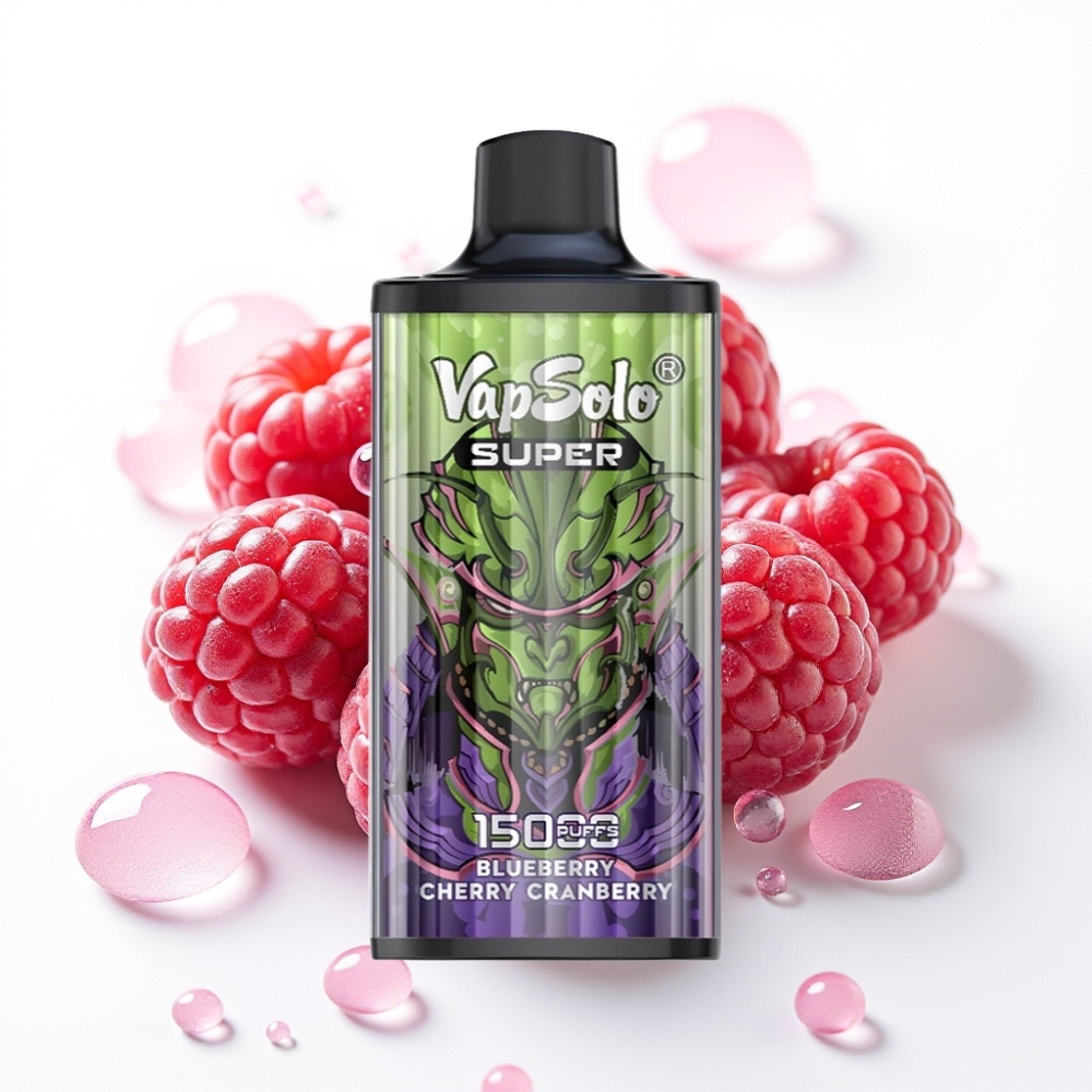 Vapsolo Super 15000 Puffs Disposável 40ml Mirtilo Cereja Cranberry 850mah Type-C