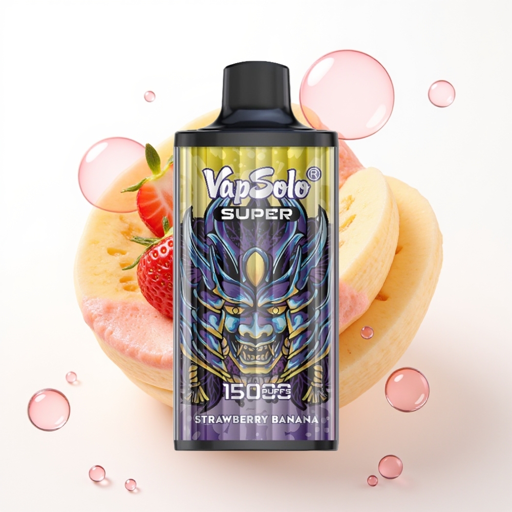 Vapsolo Super 15000 Puffs Morango Banana 40ml 50mg Tipo-C 850mAh