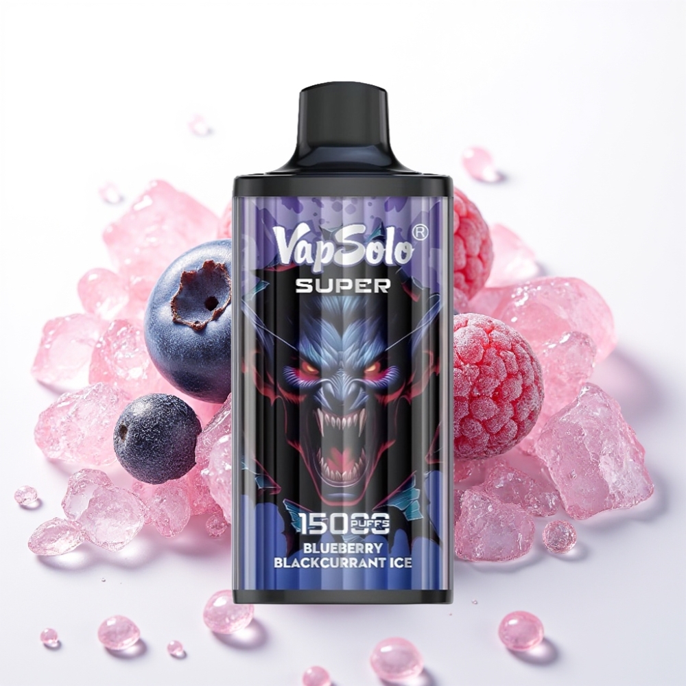 Vapsolo Super 15000 Puffs Vape Mirtilo Groselha Negra Gelo 40ml 850mAh Type-C