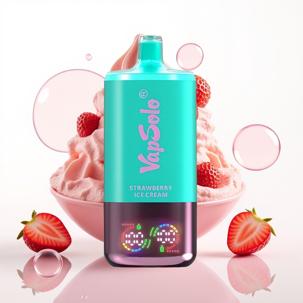 VapSolo Triple 30000 Puffs 40ml 3 Tanques Tipo-C Morango Sorvete
