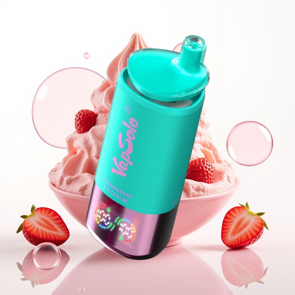 VapSolo Triple 30000 Puffs 40ml 3 Tanques Tipo-C Morango Sorvete