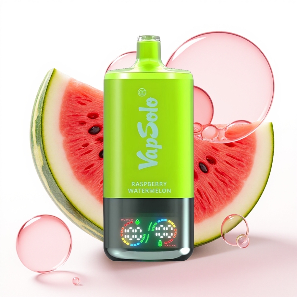 VapSolo Triple 30000 Puffs Disposable Vape Framboesa Melancia - 40ml, 3 Tanques, Type-C, 20/50 mg/ml