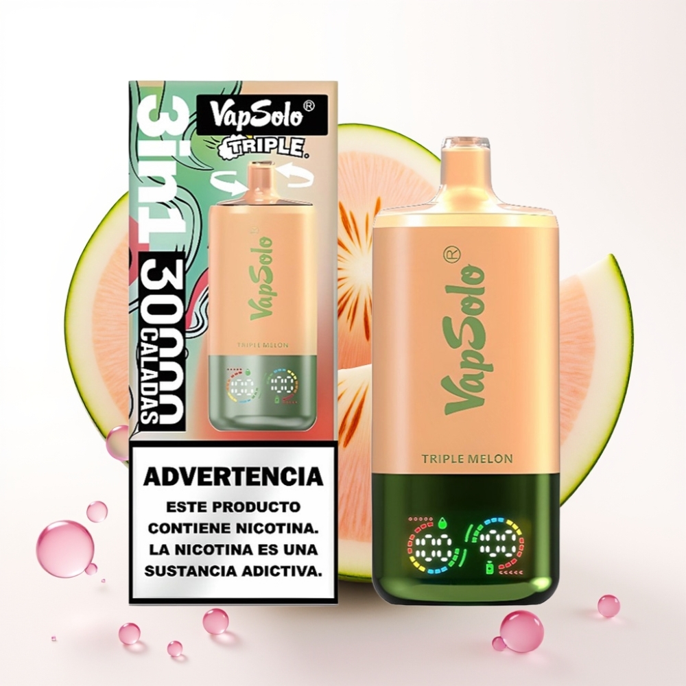 VapSolo Triple 30000 Puffs Disposable Vape Melancia Tripla 40ml 20/50mg Tipo-C