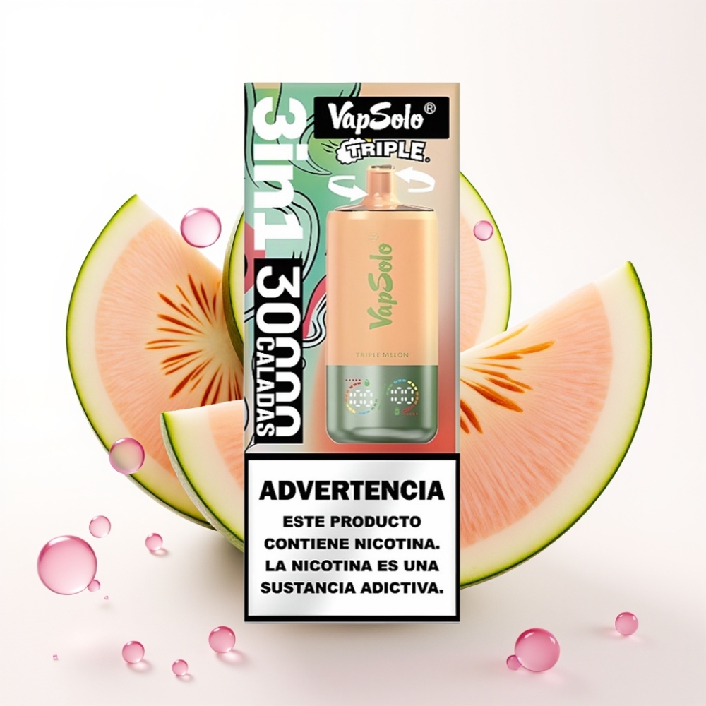 VapSolo Triple 30000 Puffs Disposable Vape Melancia Tripla 40ml 20/50mg Tipo-C