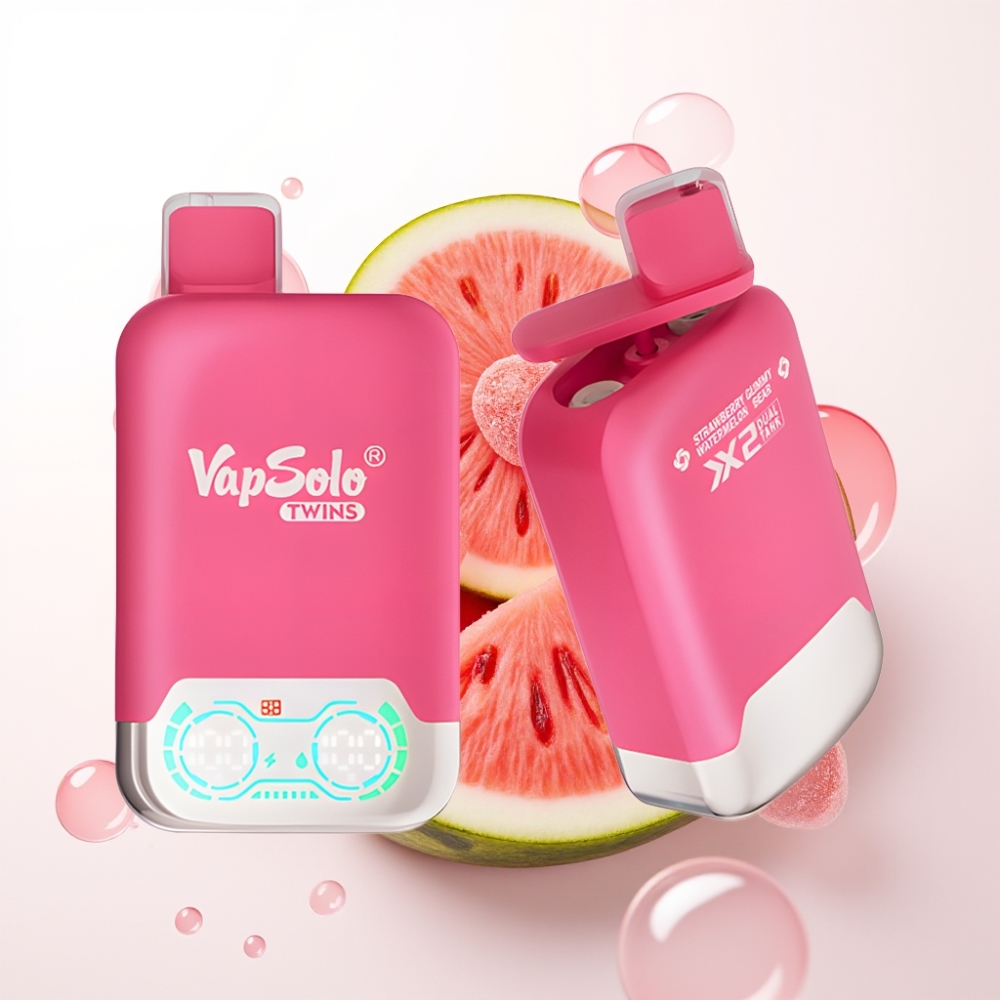 Vapsolo Twins 20000 Puffs 40ml Morango Melancia & Ursinho de Goma 20mg/ml 50mg/ml