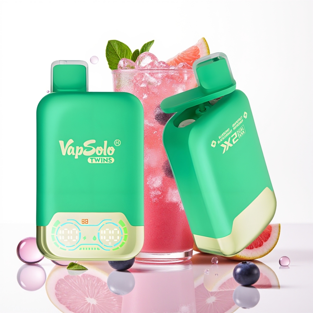 Vapsolo Twins 20000 Puffs Rejuvenescedor Mirtilo Groselha & Toranja 40ml 20mg/ml 50mg/ml Type-C
